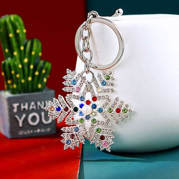 Metal Inlaid Diamond Keychain